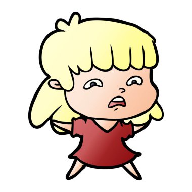 vektör çizim karikatür endişeli kadın