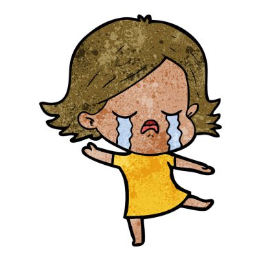 vektör çizim karikatür kız ağlıyor