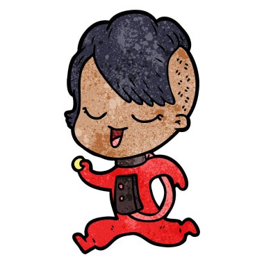 mutlu çizgi film kız vektör çizim