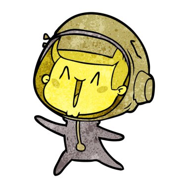 mutlu karikatür astronot vektör çizim