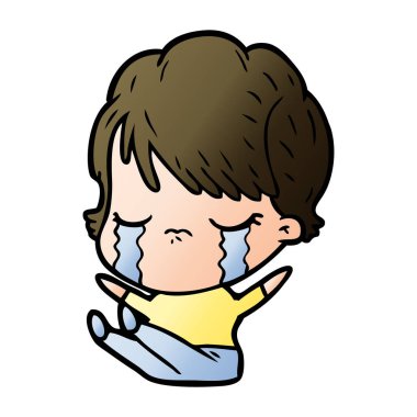 vektör çizim karikatür kadının ağladığını