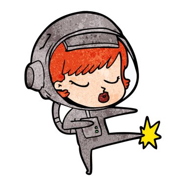 güzel astronot kız karate tekme çizgi film