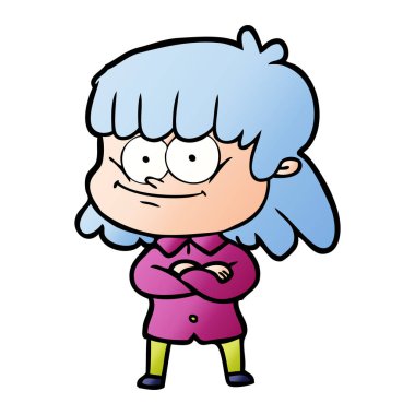 Çizgi filmdeki kadının vektör çizimi