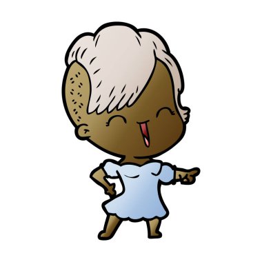 mutlu karikatür hippi kız