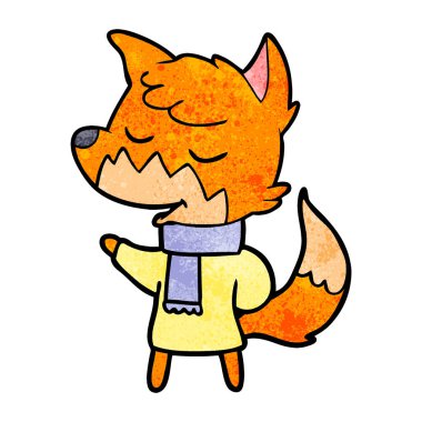 Dostu karikatür fox kış giysileri içinde