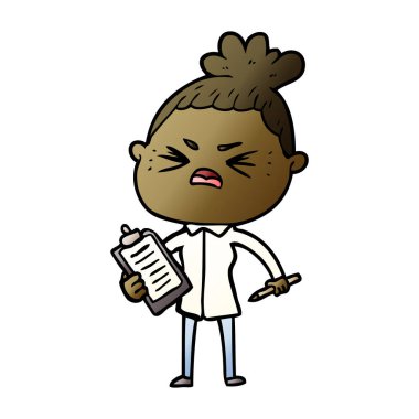 vektör çizim karikatür kızgın kadın