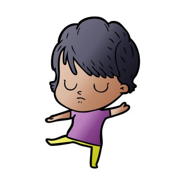 Çizgi filmdeki kadının vektör çizimi