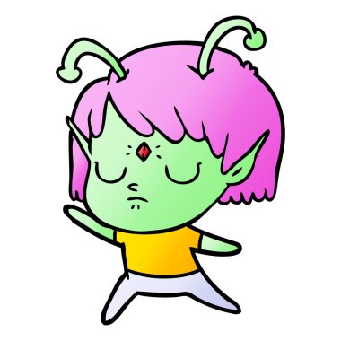 vektör çizim karikatür uzaylı kız