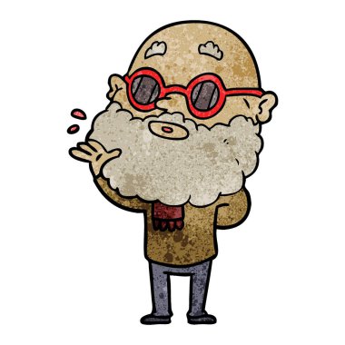 çizgi film meraklı adam sakal ve güneş gözlüğü