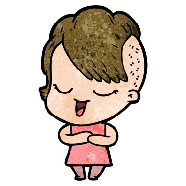 mutlu çizgi film kız vektör çizim