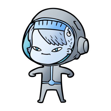 vektör çizim karikatür astronot kadın