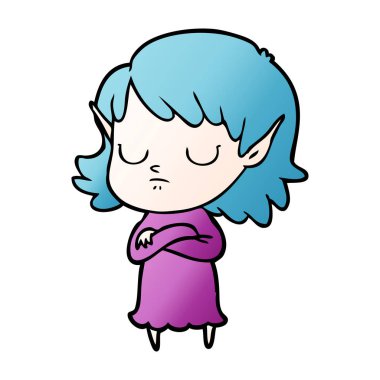 vektör çizim karikatür elf kızı