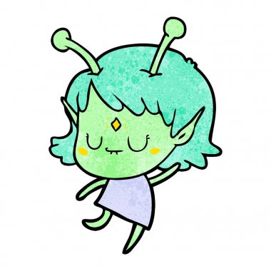 vektör çizim karikatür uzaylı kız