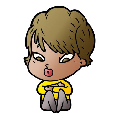 Çizgi filmdeki kadının vektör çizimi