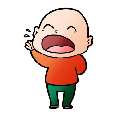 karikatür bağırarak kel adam