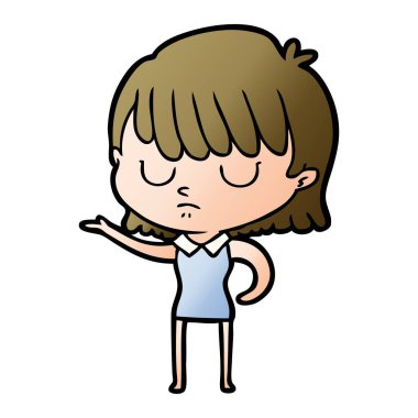 Çizgi filmdeki kadının vektör çizimi