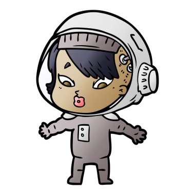 vektör çizim karikatür astronot kadın