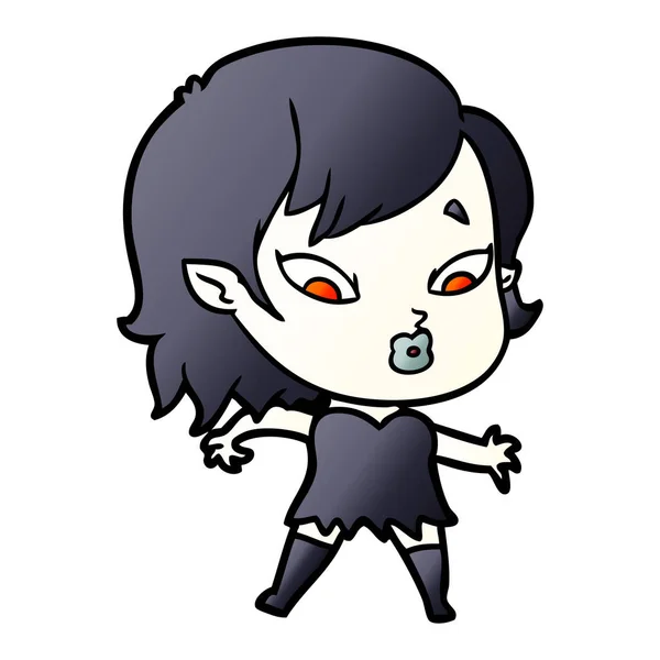 Linda Chica Vampiro Dibujos Animados — Vector de stock