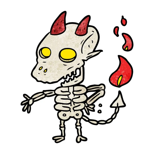 Desenho Animado Esqueleto Assustador Demônio — Vetor de Stock