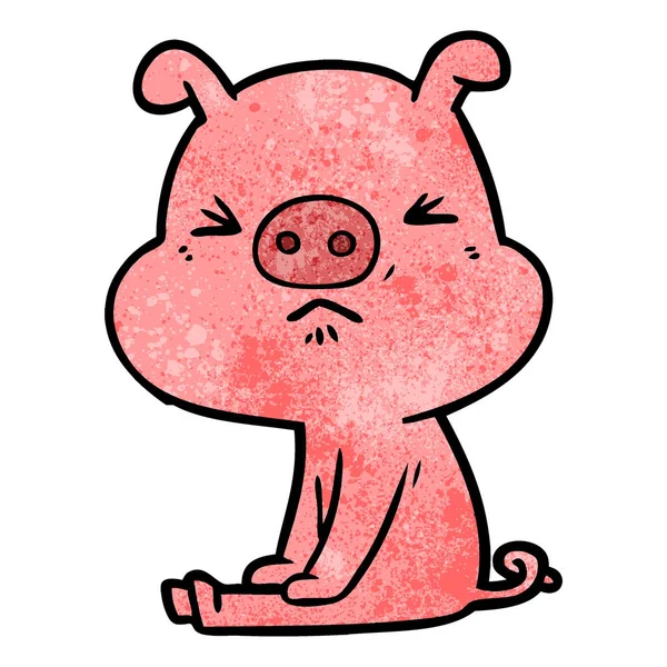 卡通愤怒猪的矢量插图 — 图库矢量图片