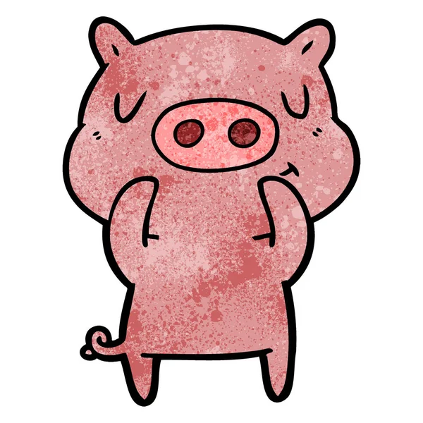 Vektorillustration Des Cartoon Inhalts Schwein — Stockvektor