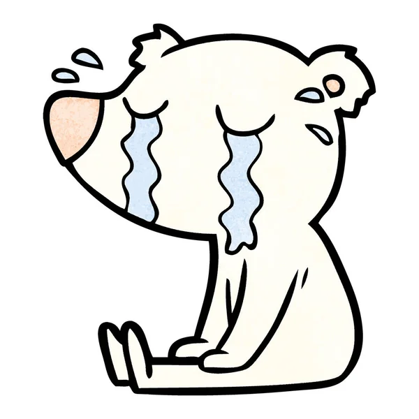 Karikatur Weint Sitzender Eisbär — Stockvektor