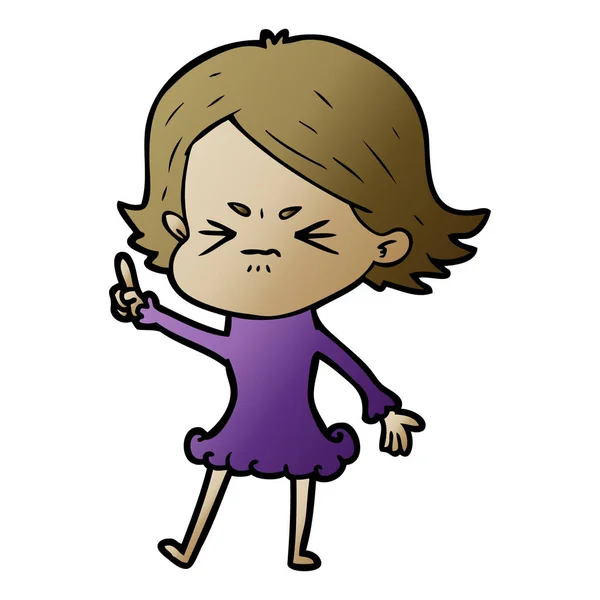 Εικονογράφηση Διάνυσμα Καρτούν Κορίτσι Θυμωμένος — Διανυσματικό Αρχείο