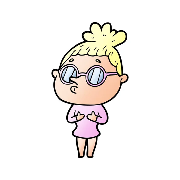 Cartoon Frau Mit Brille — Stockvektor