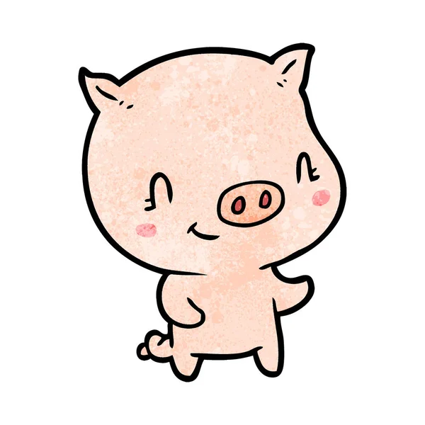 Vector Illustration Cute Cartoon Pig — Stock Vector