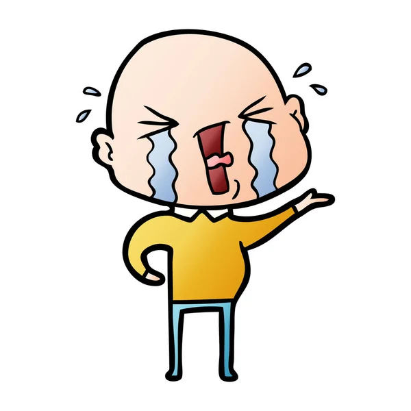 Cartoon Crying Bald Man — Stock Vector