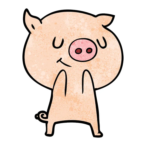 Vektorillustration Des Glücklichen Cartoon Schweins — Stockvektor