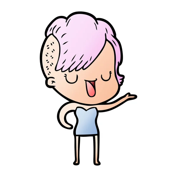 Mignonne Fille Dessin Animé Avec Coupe Cheveux Hipster — Image vectorielle