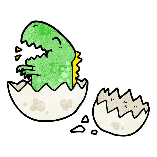 Cartoon Dinosaur Hatching Egg — Stock Vector