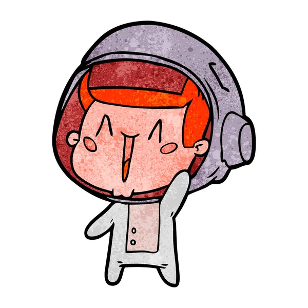 Astronauta Dibujos Animados Feliz Ondeando — Archivo Imágenes Vectoriales