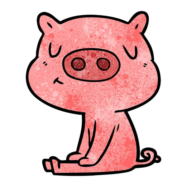 卡通内容猪沉思 — 图库矢量图片