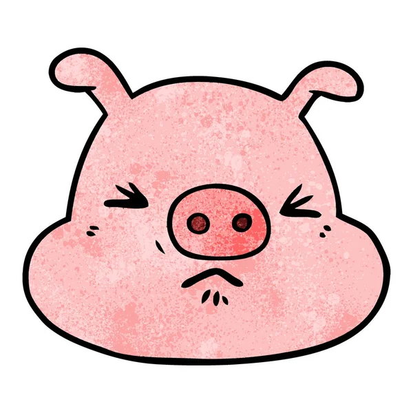 Dessin Animé Visage Porc Colère — Image vectorielle