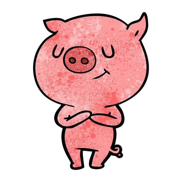 Illustration Vectorielle Cochon Heureux Dessin Animé — Image vectorielle