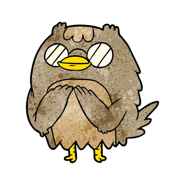 Cute Cartoon Wise Old Owl — Stock Vector