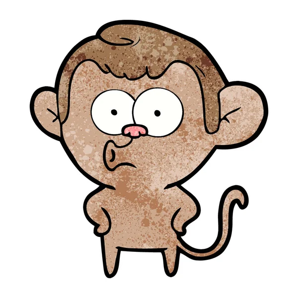 Ilustração Vetorial Desenho Animado Macaco Surpreso —  Vetores de Stock