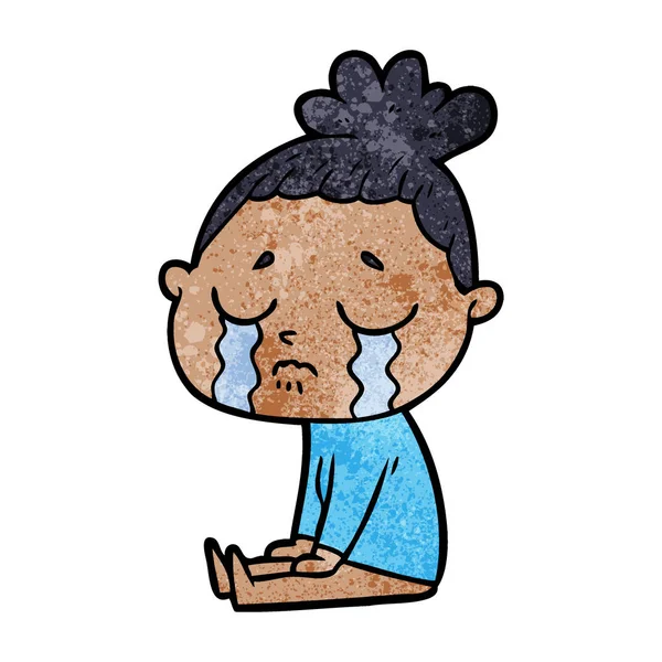 Vektör Çizim Karikatür Ağlayan Kadın — Stok Vektör