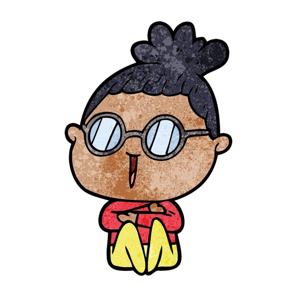 Mujer Dibujos Animados Con Gafas — Archivo Imágenes Vectoriales