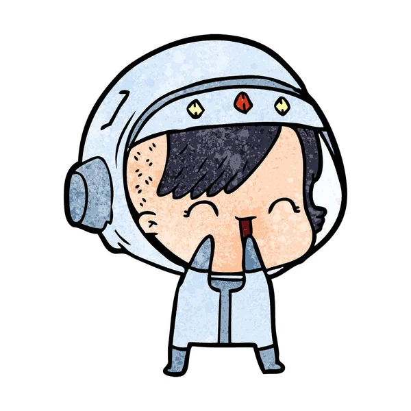 Dessin Animé Rire Astronaute Fille — Image vectorielle