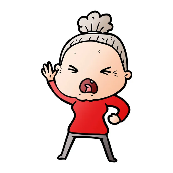 卡通愤怒的老妇人 — 图库矢量图片