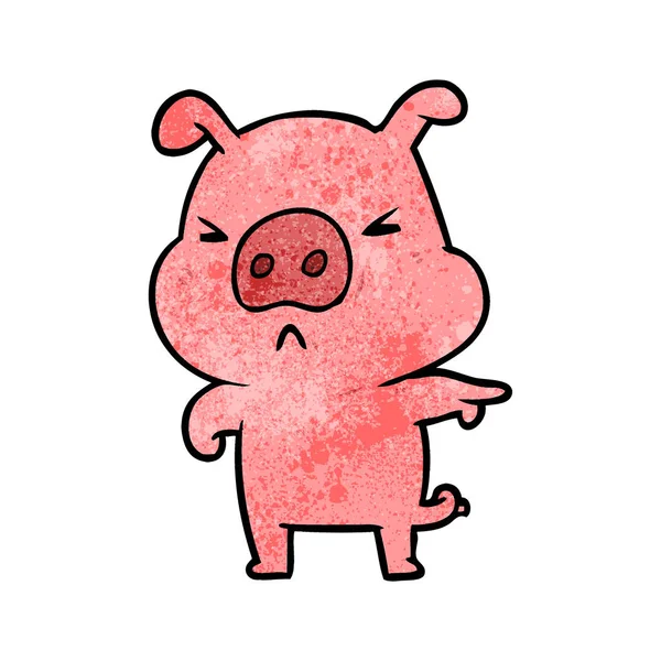 Vector Illustration Cartoon Angry Pig — Stock Vector