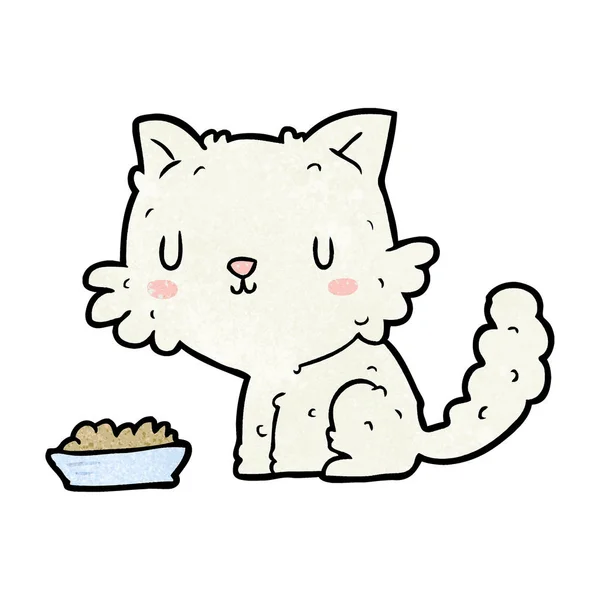 かわいい漫画猫と食べ物 — ストックベクタ