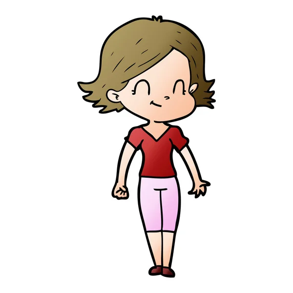 Vector Ilustración Dibujos Animados Chica Amigable — Vector de stock