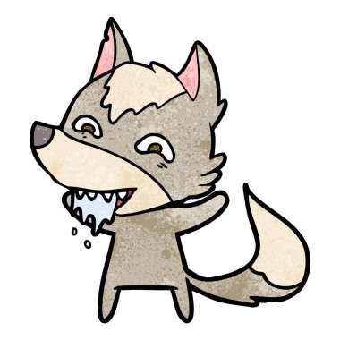 vektör çizim karikatür aç kurt