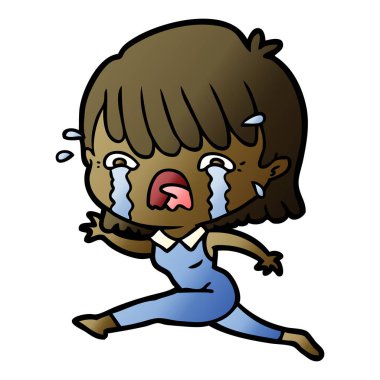 vektör çizim karikatür kız ağlıyor