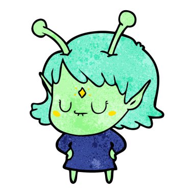 vektör çizim karikatür uzaylı kız