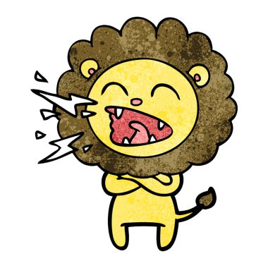vektör çizim karikatür kükreyen aslan